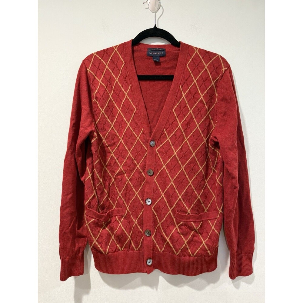 Lands End Cardigan Med/Lg 100%Cotton Oversized Academia Preppy Collegiate Twee